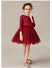 Burgundy Tulle Short Flower Girl Dress